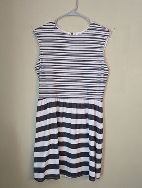 Xhilaration - White and Dark Gray Striped Dress
